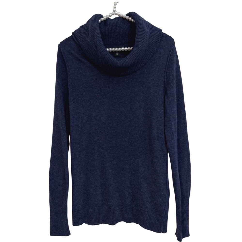 Banana Republic Italian Yarn Wool Cashmere Cowl Neck Sweater Navy Blue Womens M